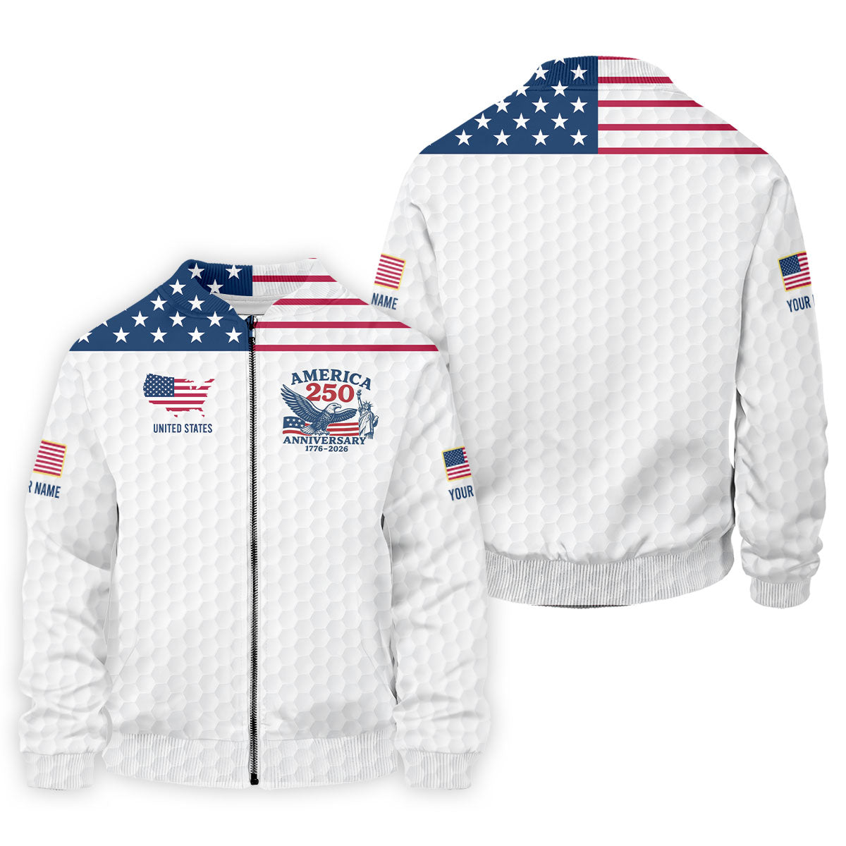 America 250 Anniversary 1776-2026 Golf Ball Pattern Patriotic Golf Shirt, Golf Tops For Men, Golf Shirts For Men