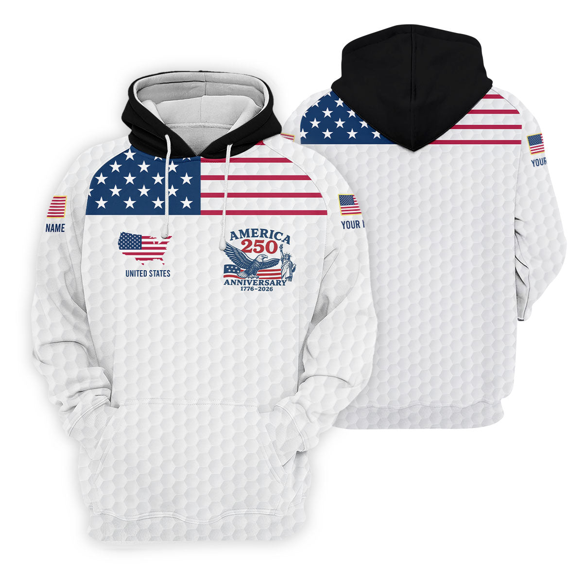 America 250 Anniversary 1776-2026 Golf Ball Pattern Patriotic Golf Shirt, Golf Tops For Men, Golf Shirts For Men