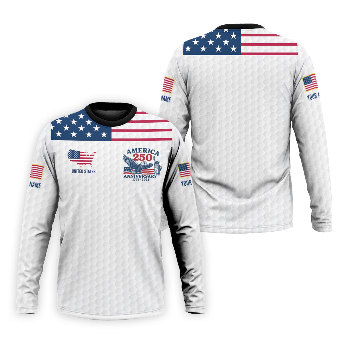 America 250 Anniversary 1776-2026 Golf Ball Pattern Patriotic Golf Shirt, Golf Tops For Men, Golf Shirts For Men