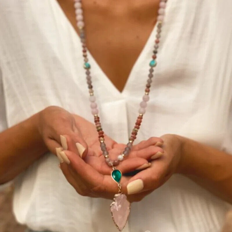Natural Amazonite Stone Teardrop Healing Balance Meditation Pendant Necklace