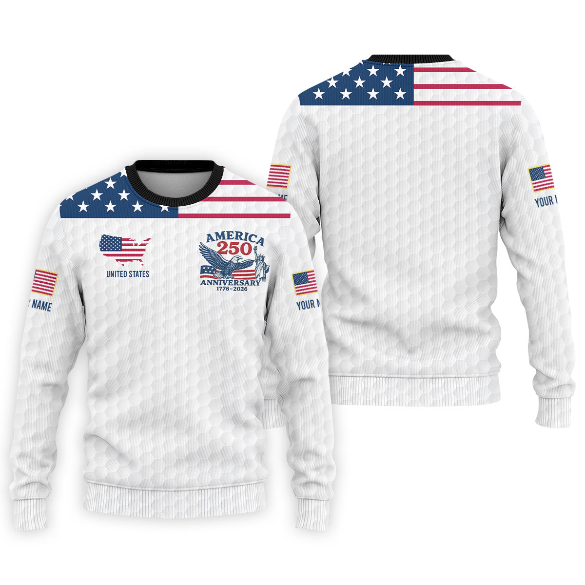 America 250 Anniversary 1776-2026 Golf Ball Pattern Patriotic Golf Shirt, Golf Tops For Men, Golf Shirts For Men