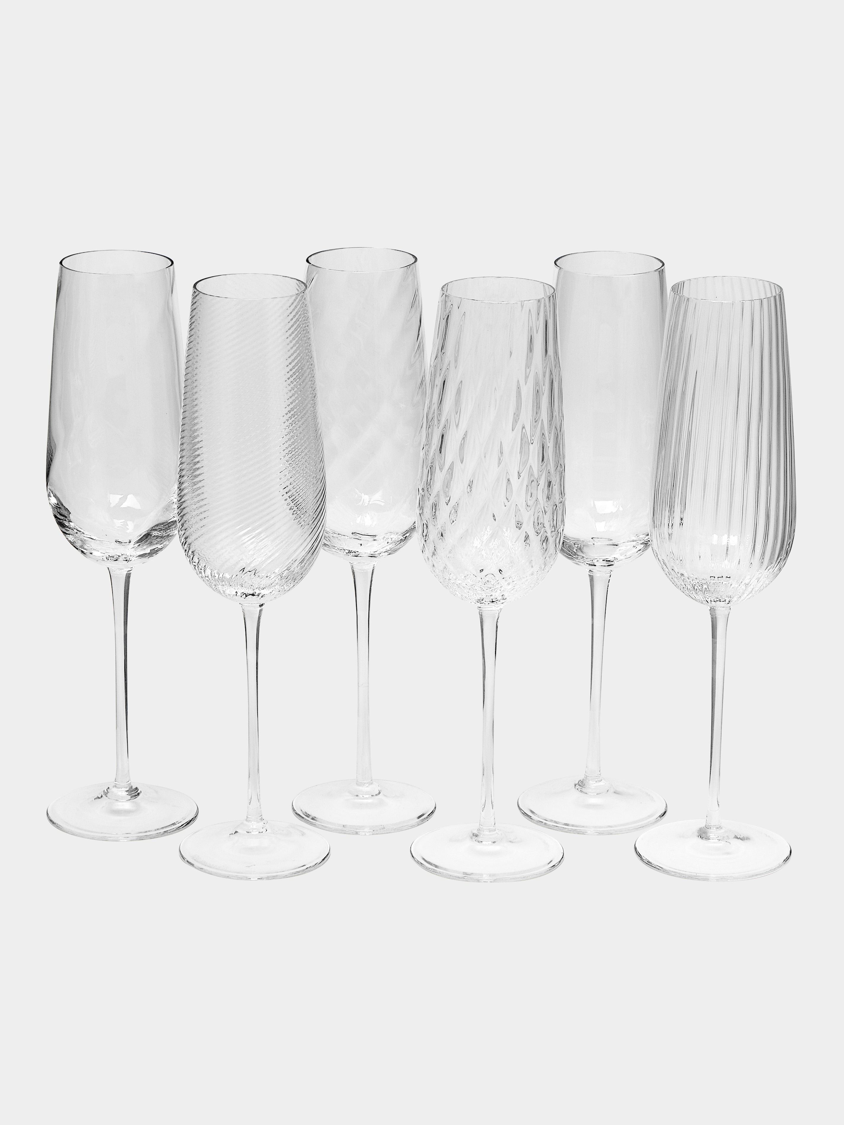Tolomeo Hand-Blown Murano Glass Champagne Flutes