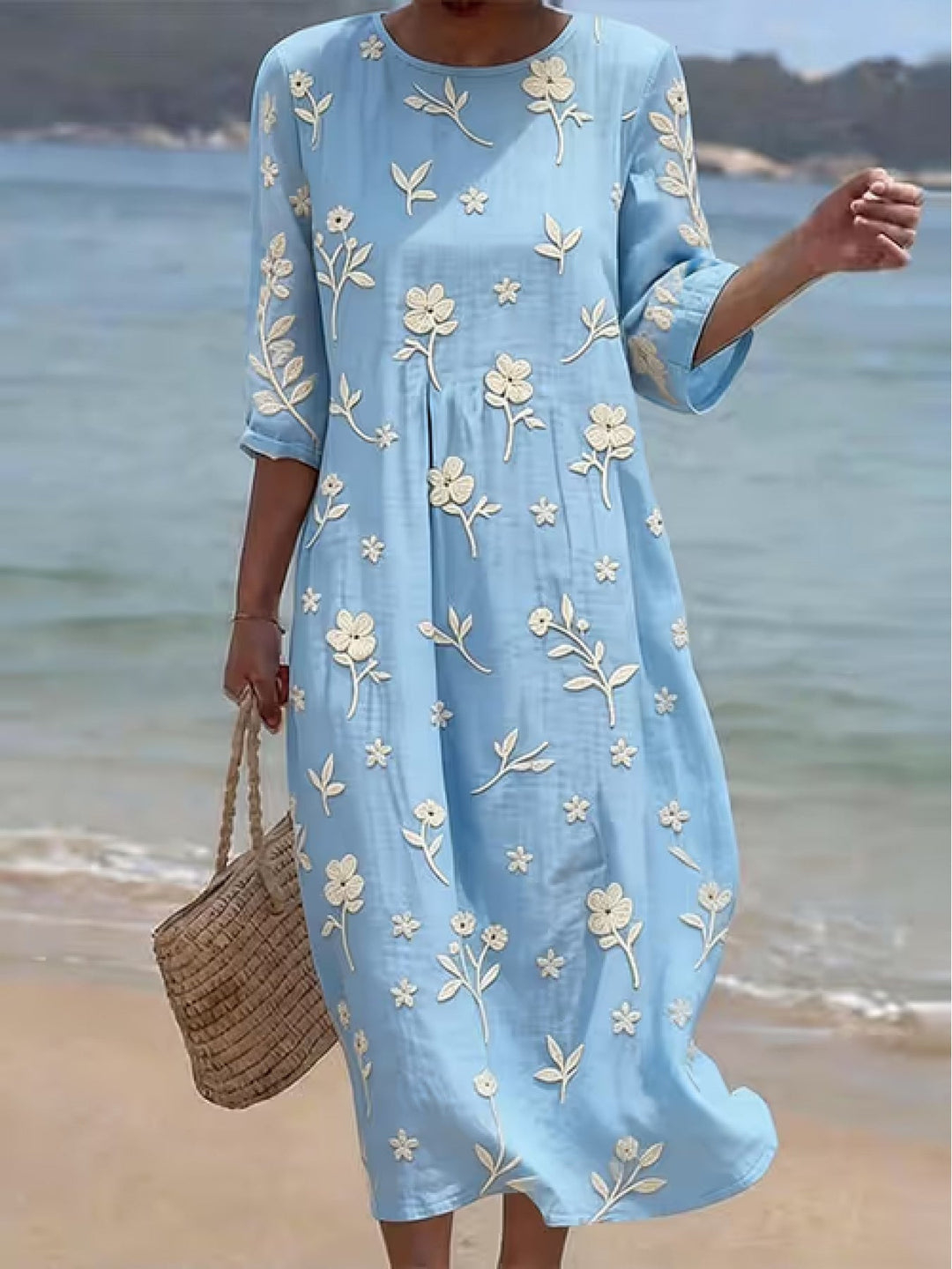 Leichtes Komfort Sommerkleid mit elegantem Rundhals Ausschnitt
