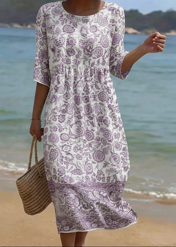 Leichtes Komfort Sommerkleid mit elegantem Rundhals Ausschnitt