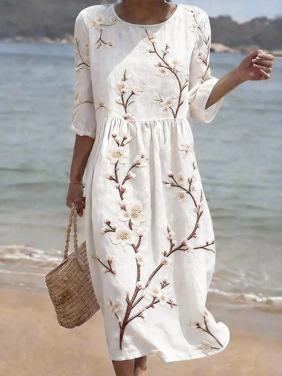 Leichtes Komfort Sommerkleid mit elegantem Rundhals Ausschnitt