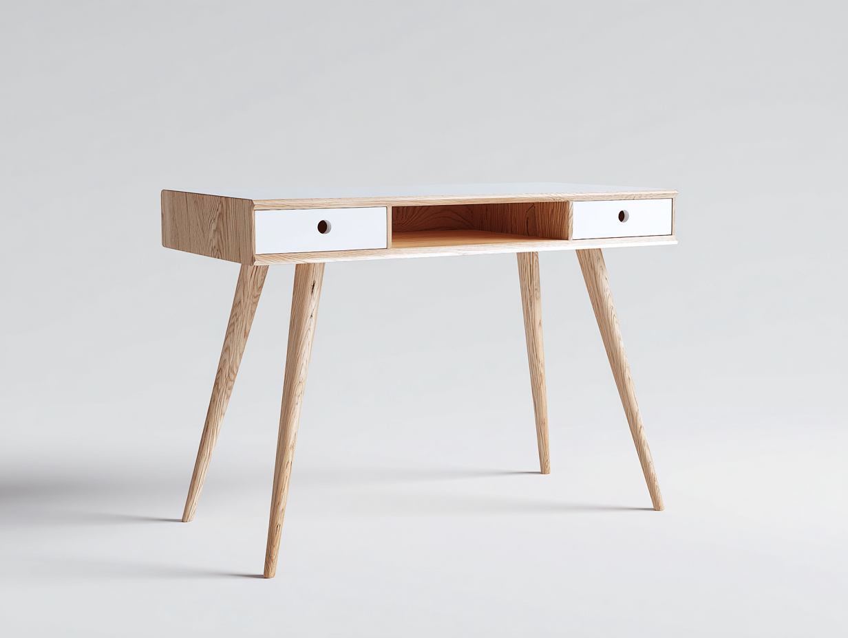 Schreibtisch-Holz-124x54x76 cm-Natur-Weiß-Skandinavisch-Katafanest