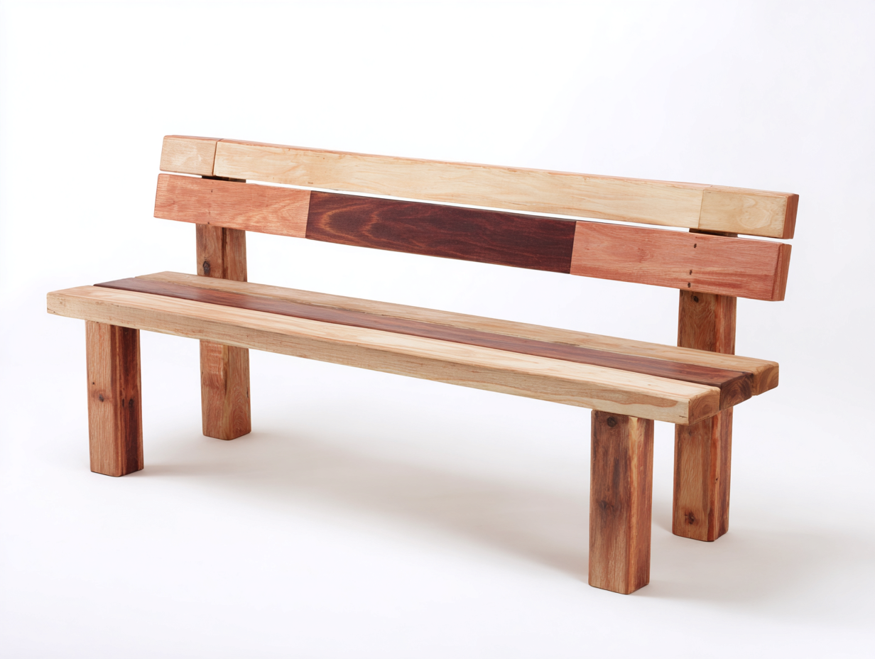 Gartenbank-Holz-168x55x82 cm-Braun-Beige-Moderner Naturstil-Katafanest