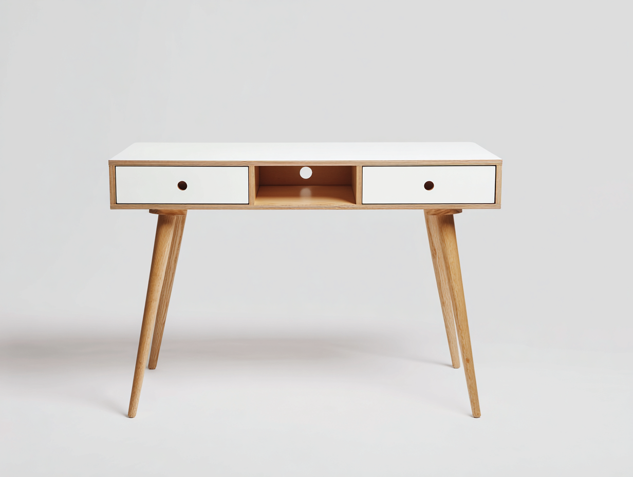 Schreibtisch-Holz-121x53x76 cm-Natur-Weiß-Skandinavisch-Katafanest