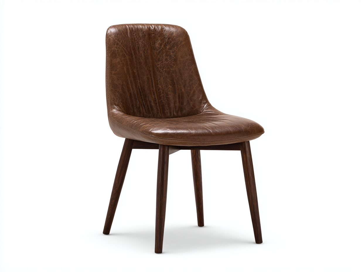 Esszimmerstuhl-Kunstleder-Holz-49x56x84 cm-Braun-zeitloses Vintage Design-Katafanest