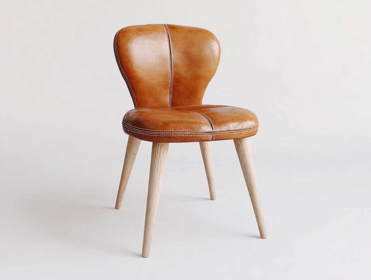 Esszimmerstuhl-Kunstleder-Holz-50x54x81 cm-Braun-Beige-modernes Vintage Design-Katafanest