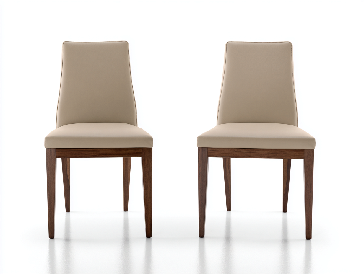 Esszimmerstühle-Kunstleder-Holz-47x56x91 cm-Beige-Braun-modernes elegantes Design-Katafanest