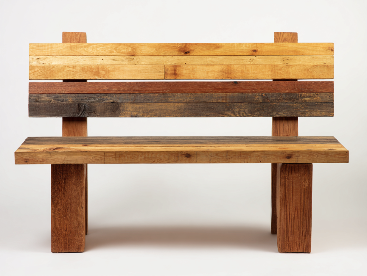 Gartenbank-Holz-158x60x85 cm-Braun-Beige-Moderner Rustikstil-Katafanest