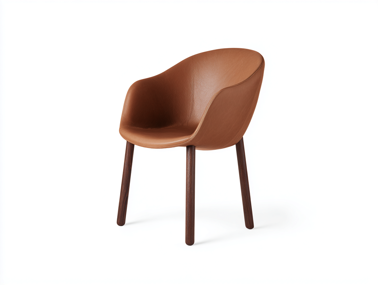 Esszimmerstuhl-Kunstleder-Holz-56x58x79 cm-Braun-modernes geschwungenes Design-Katafanest