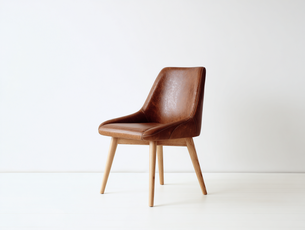Esszimmerstuhl-Kunstleder-Holz-51x58x86 cm-Braun-Natur-modernes Vintage Design-Katafanest