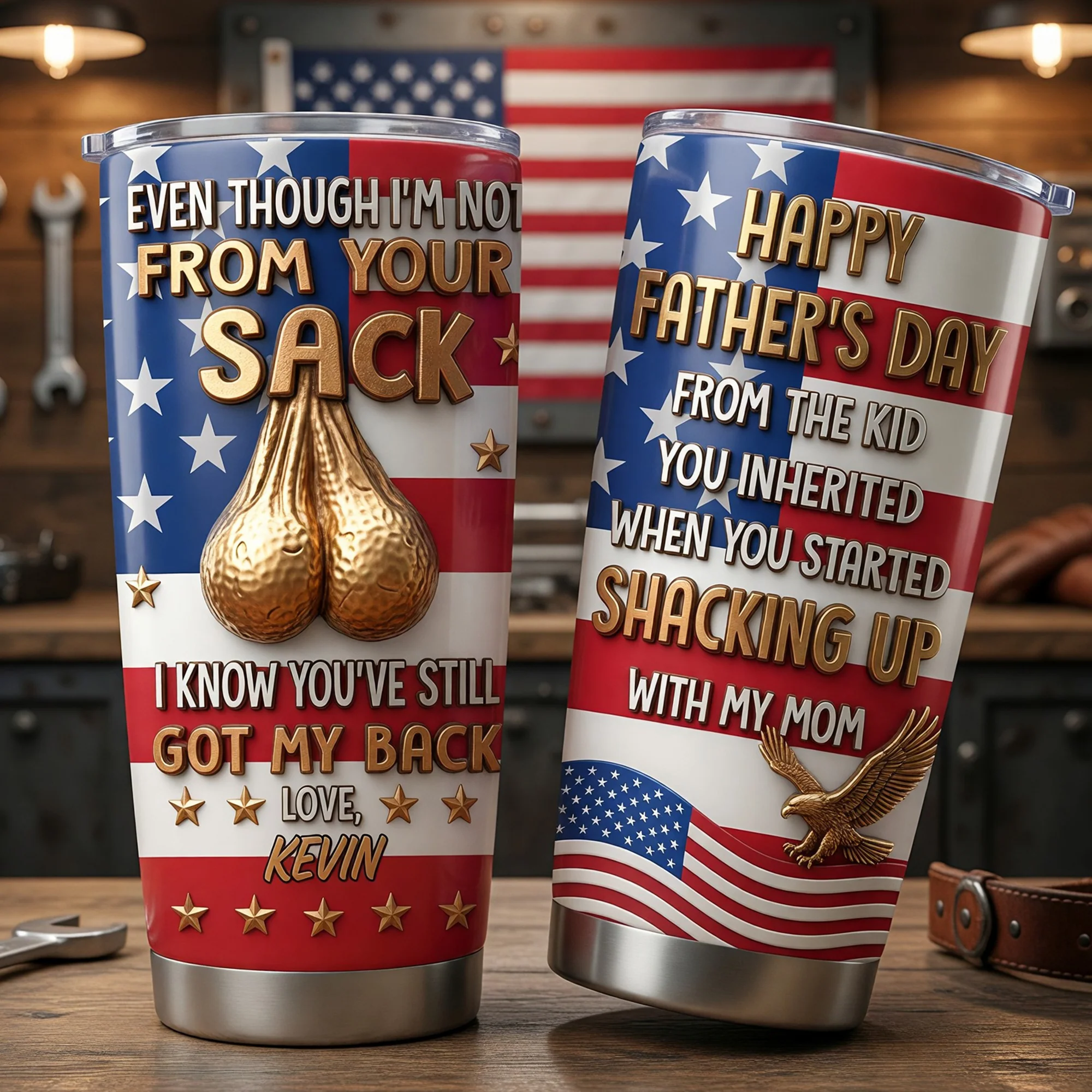 America 250th Anniversary 1776-2026 Commemorative Patriotic Eagle Luxury 3D Style Handle Tumbler