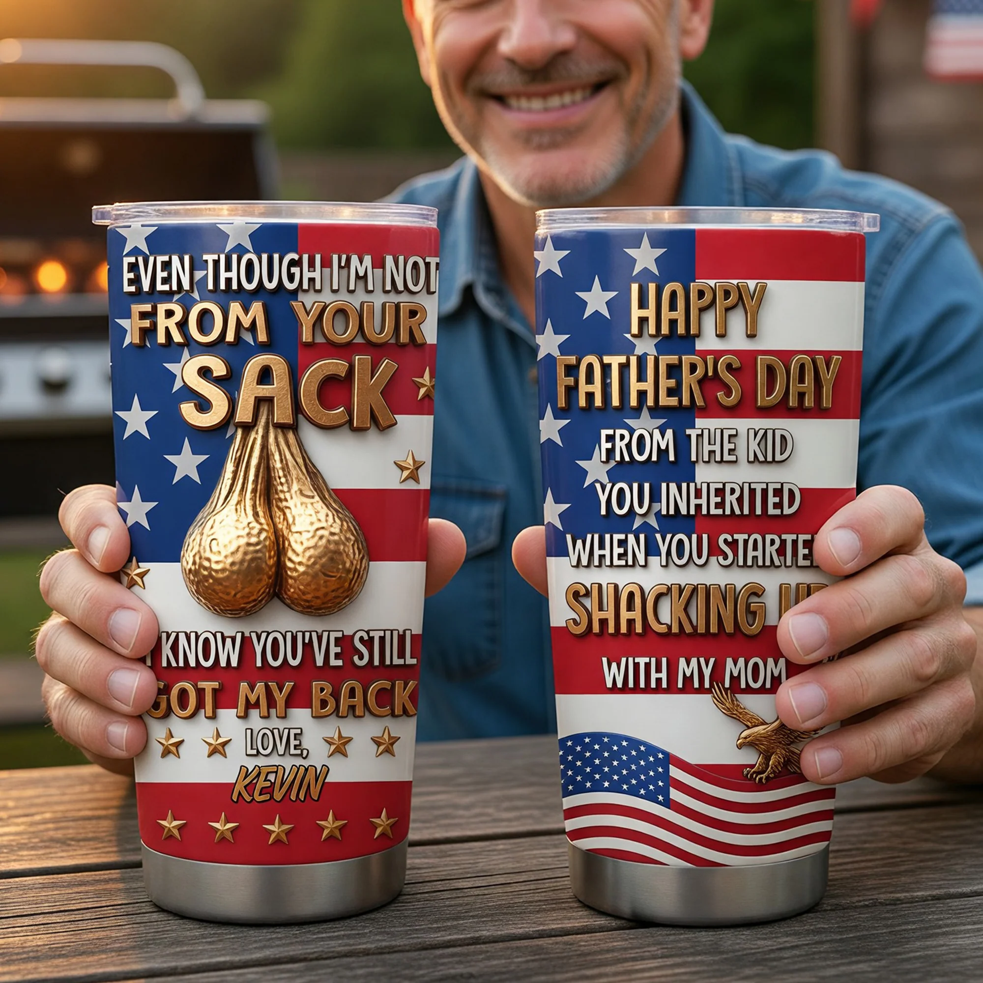 America 250th Anniversary 1776-2026 Commemorative Patriotic Eagle Luxury 3D Style Handle Tumbler