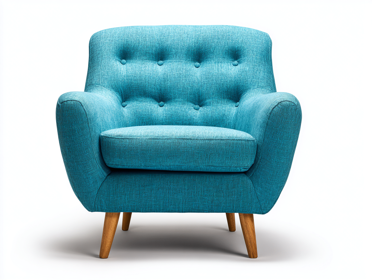 Sessel - Stoff-Holz - 88x81x86 cm - Blau-Natur - Skandinavischer Retro Stil-Kanorridecor