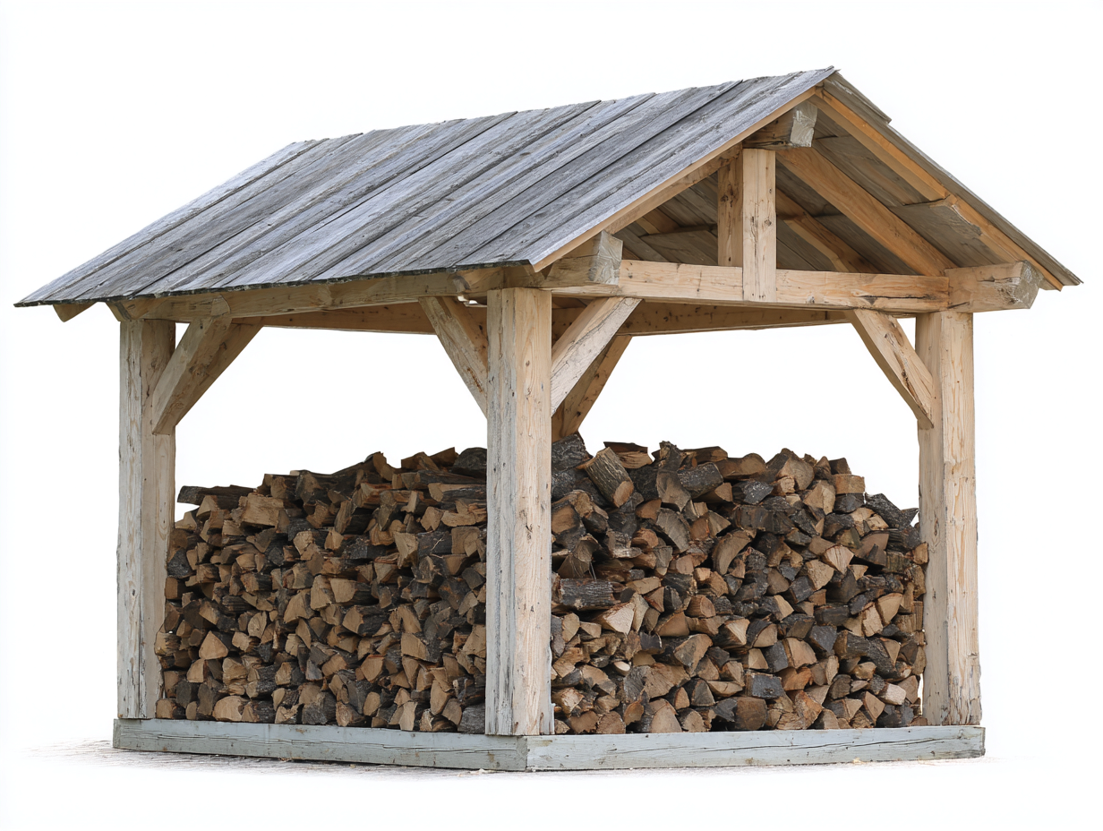 Kaminholzregal - Holz - 220 x 95 x 180 cm - Natur-Grau - Rustikaler Hüttenstil-Kanorridecor