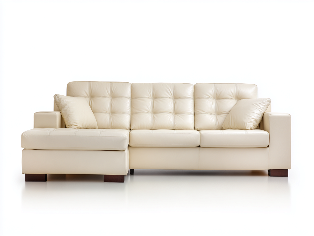 Ecksofa - Leder-Holz - 248x162x85 cm - Creme - Modern Elegant-Kanorridecor