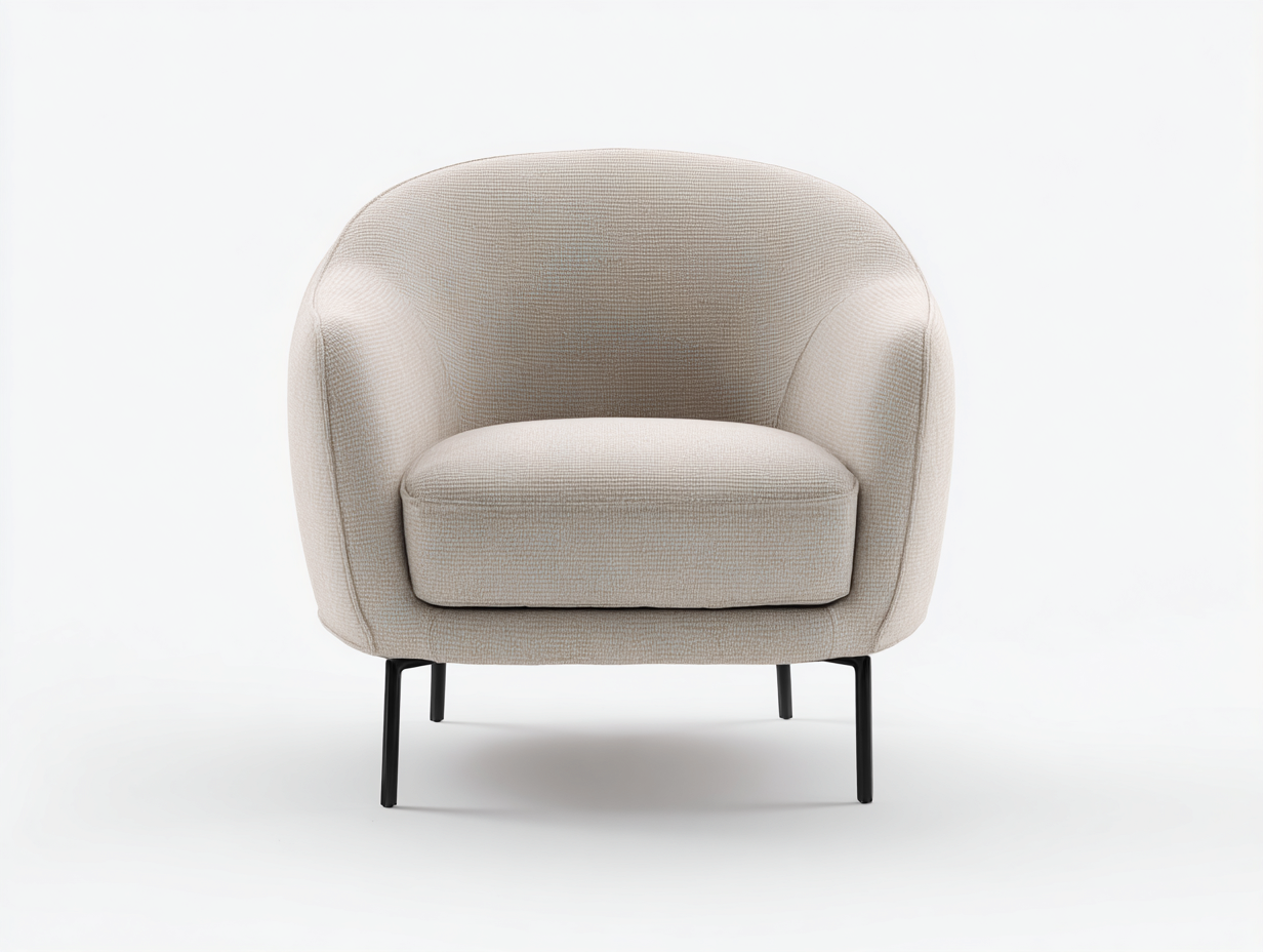 Sessel - Stoff-Metall - 84x78x79 cm - Cremeweiß-Schwarz - Modern Minimalistisch-Kanorridecor