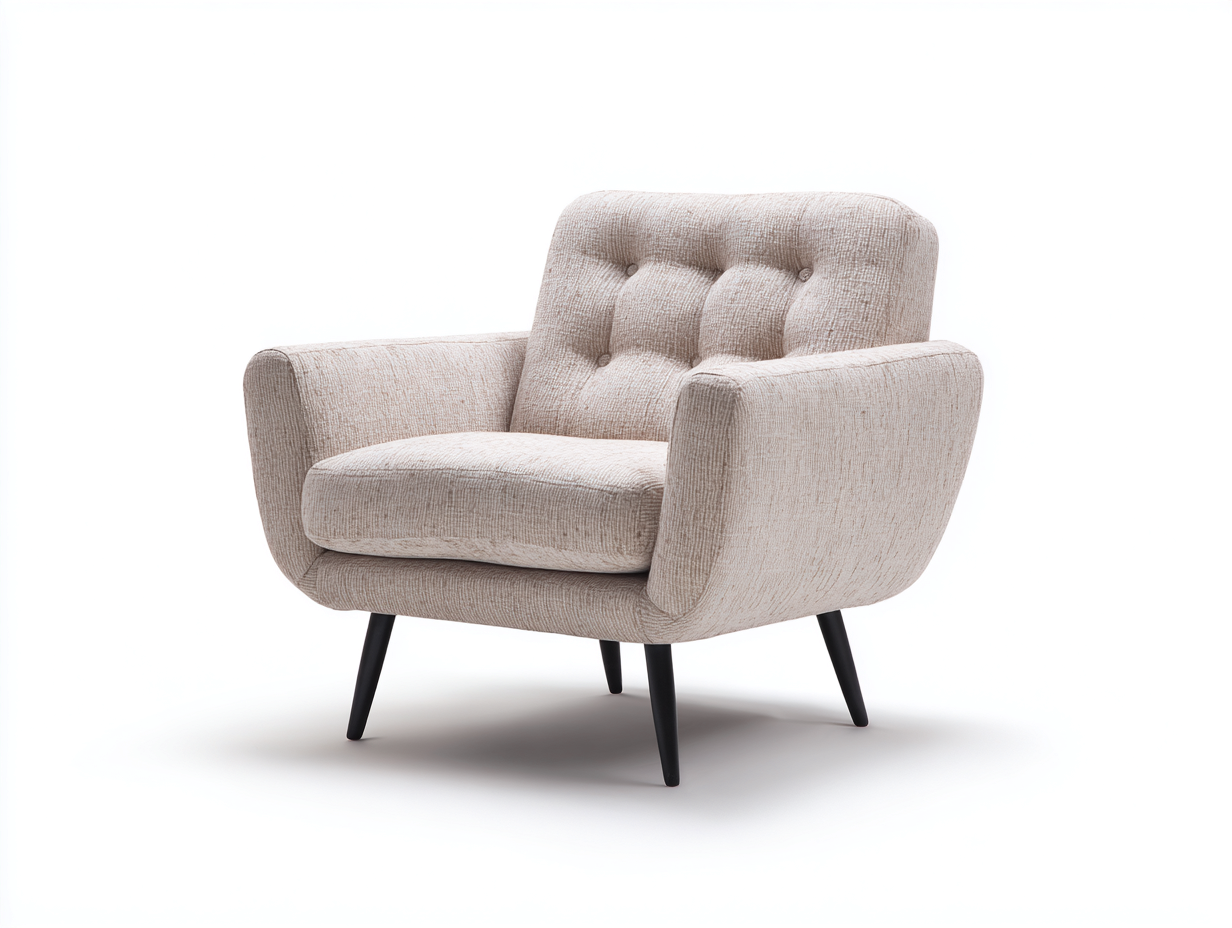 Sessel - Stoff-Metall - 80x76x84 cm - Beige-Schwarz - Mid Century Stil-Kanorridecor