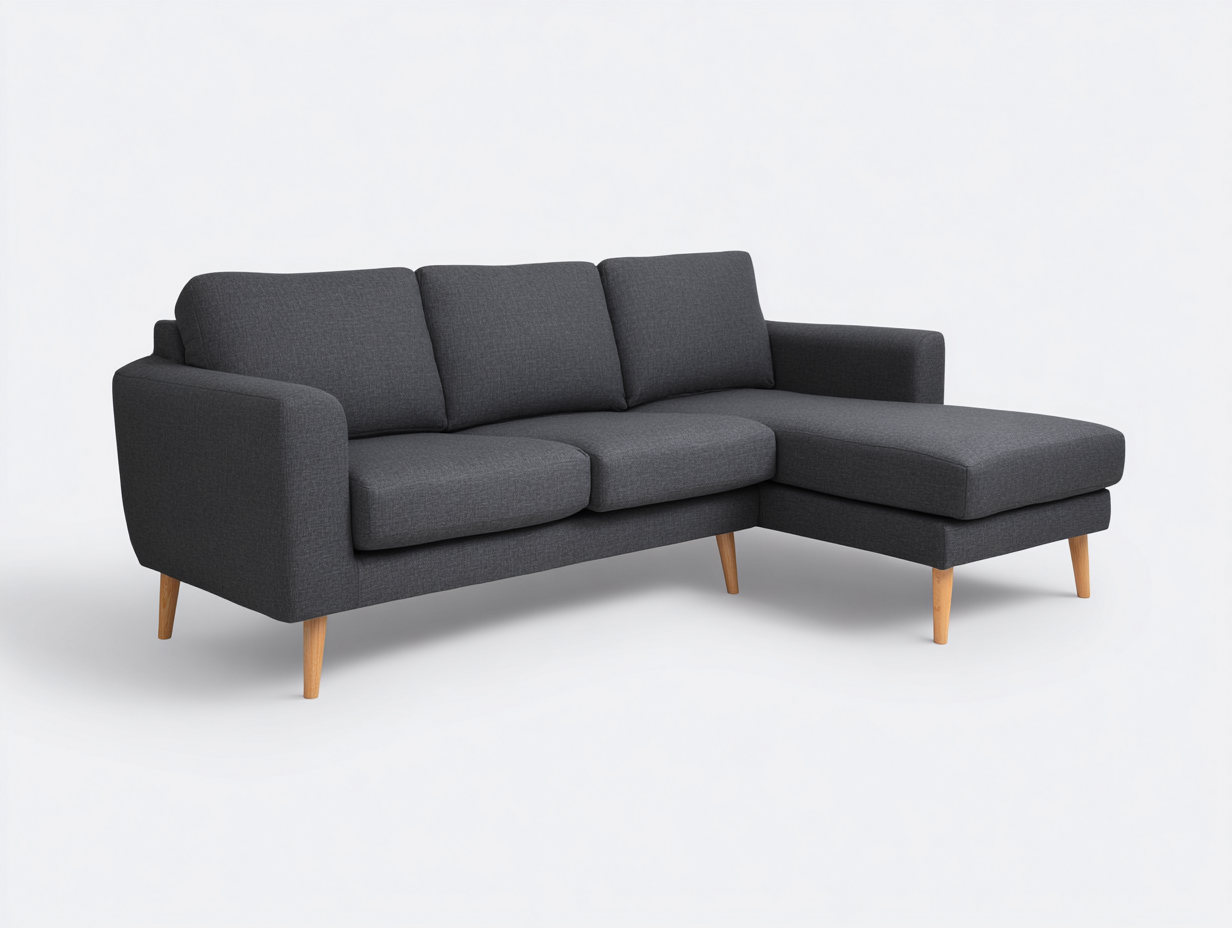 Ecksofa - Stoff-Holz - 236x154x84 cm - Dunkelgrau - Skandinavisch Modern-Kanorridecor