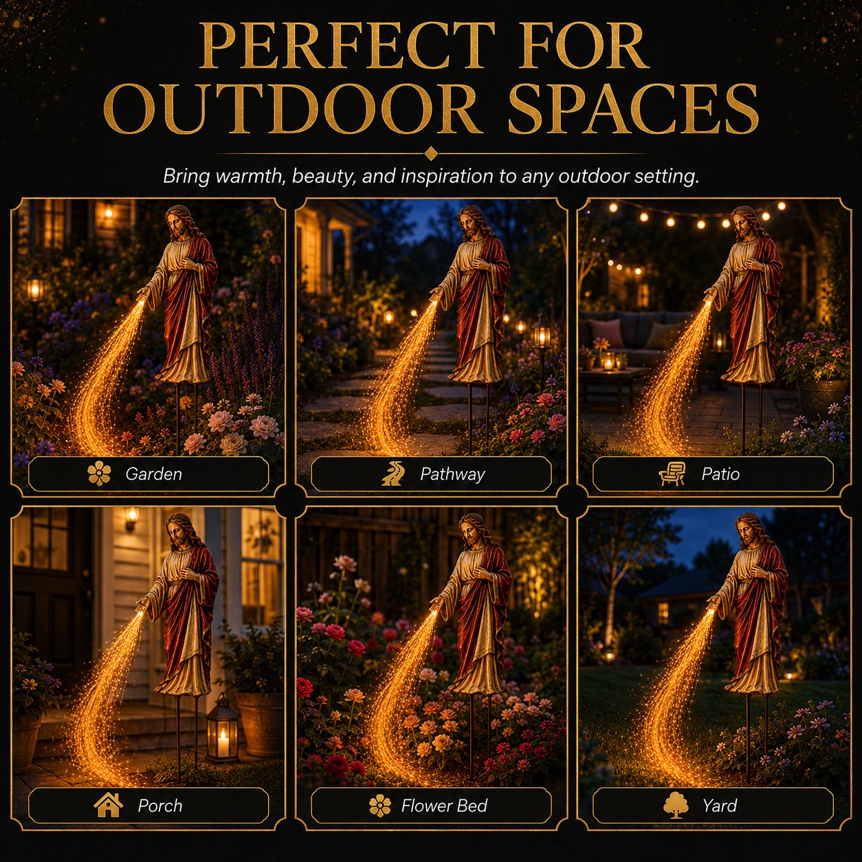 ✝️ Solar Jesus Fiber Optic Garden Light ✨ | Faith-Inspired Outdoor Decor