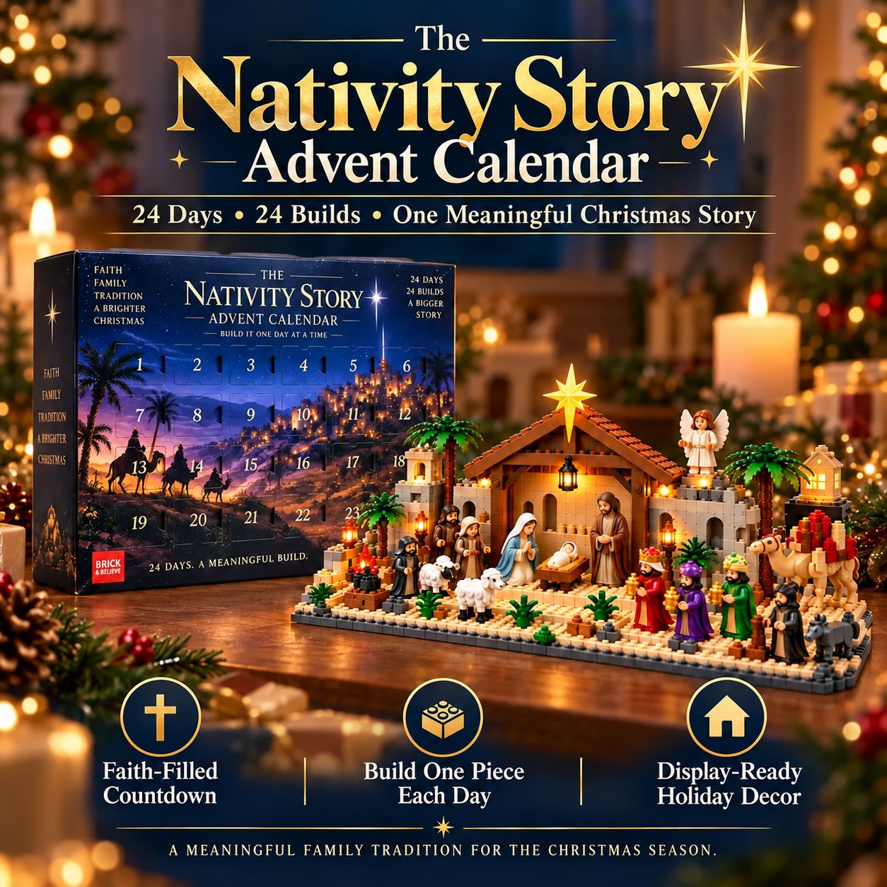 Nativity Advent Calendar &ndash; 24-Day Buildable Christmas Nativity Set