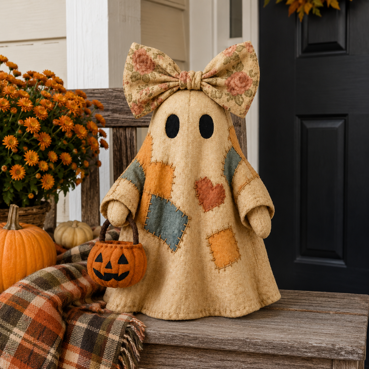 Lighted Vintage Patchwork Ghost