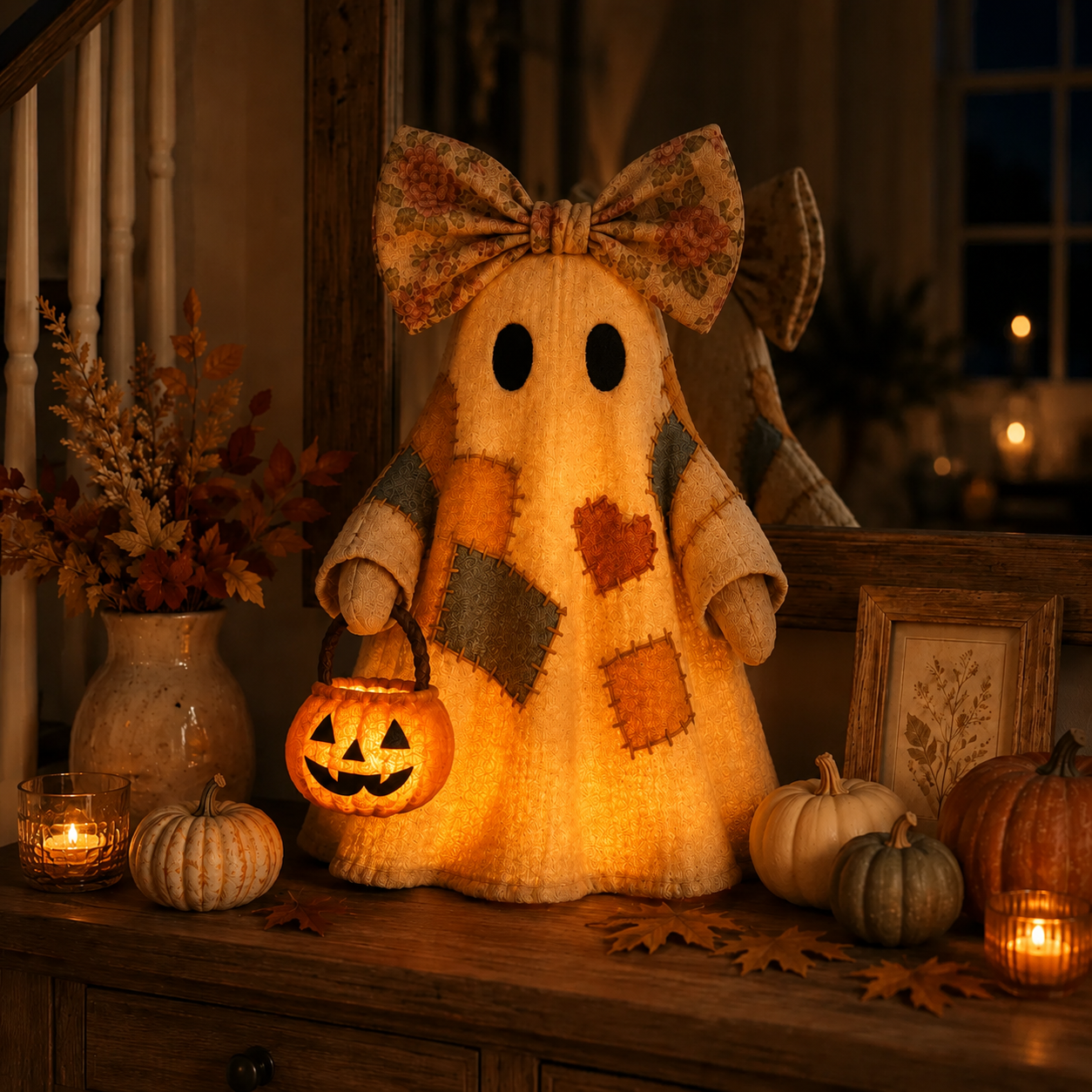 Lighted Vintage Patchwork Ghost