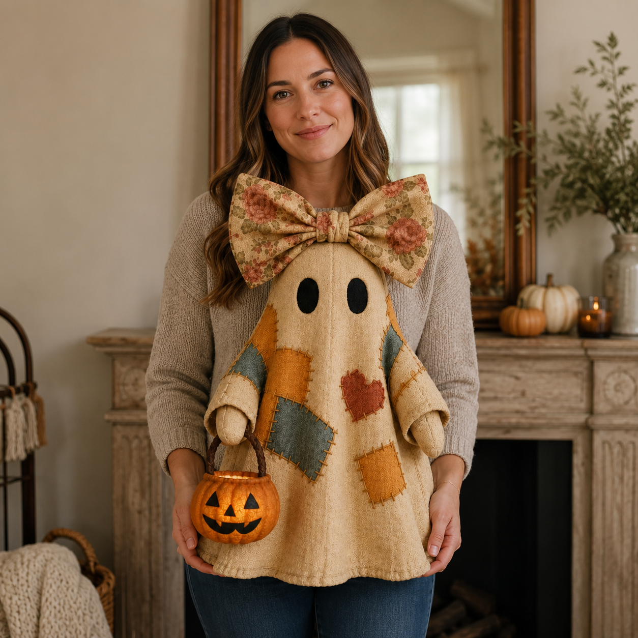 Lighted Vintage Patchwork Ghost