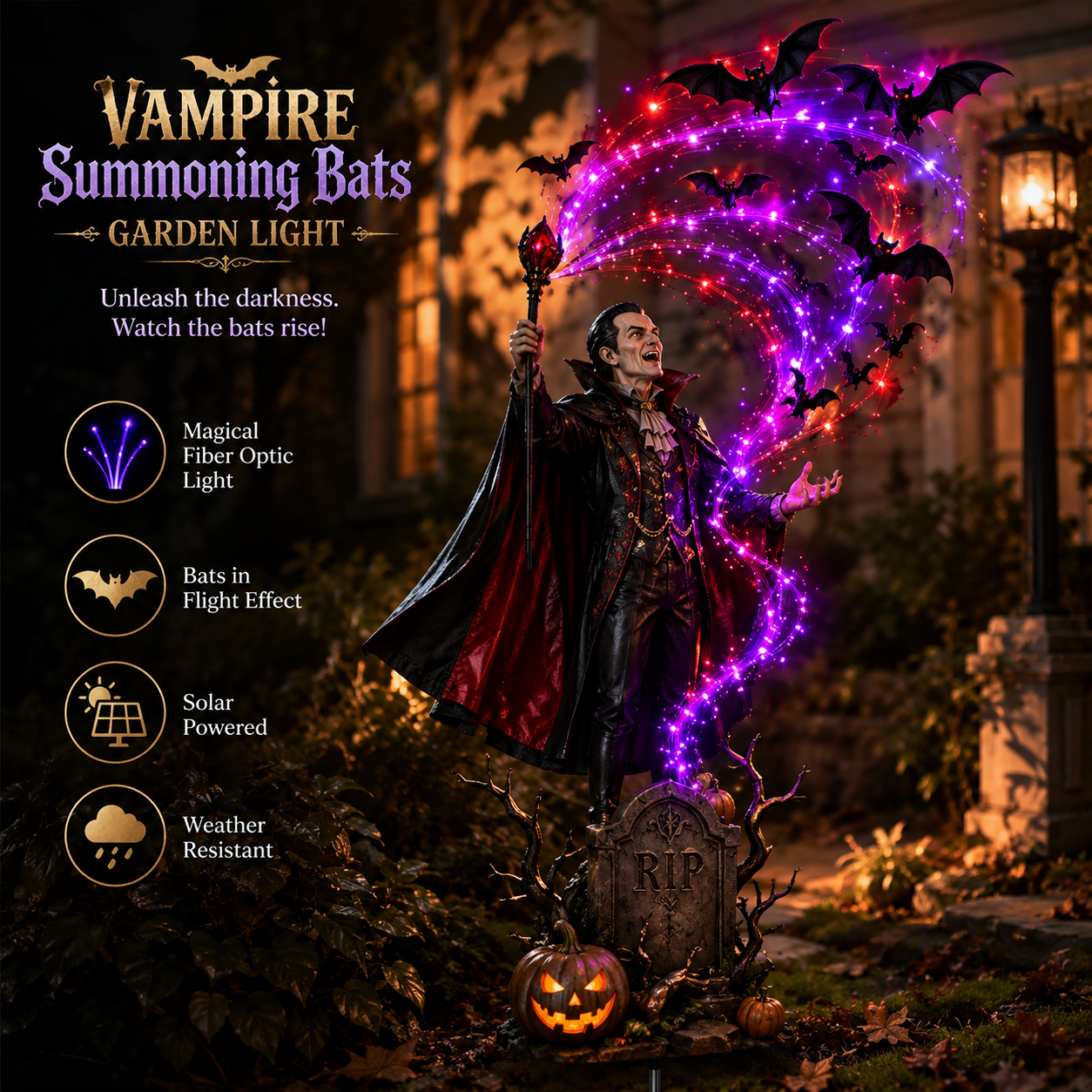 🦇Vampire Summoning Bats Garden Light