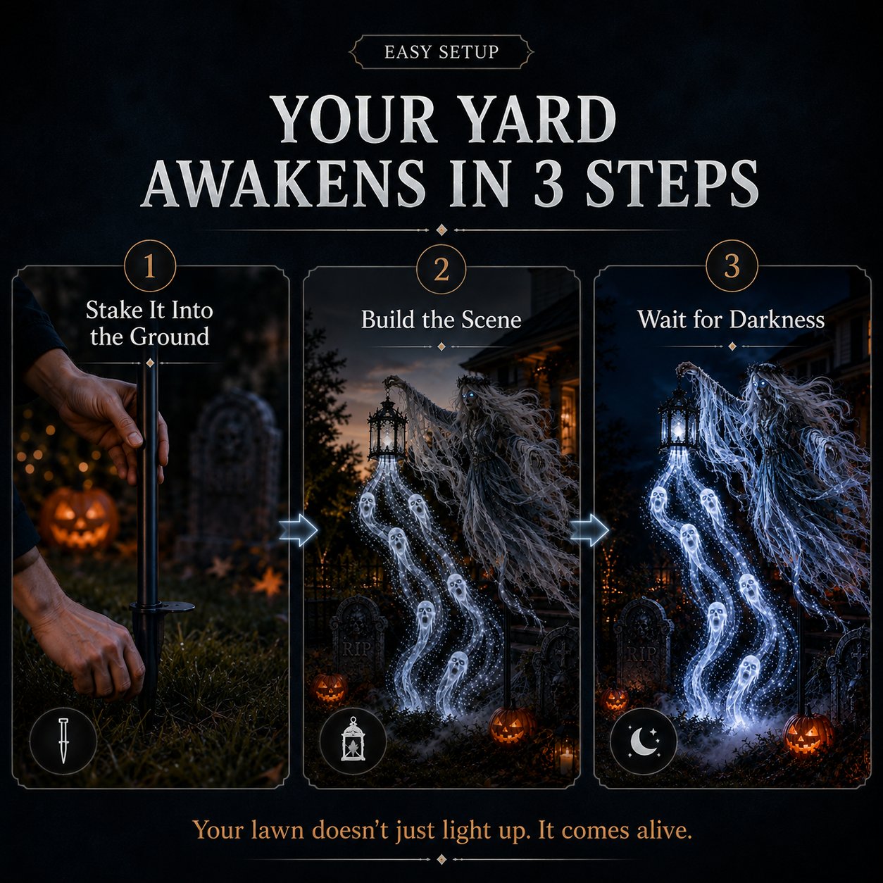 Halloween ground-stake setup