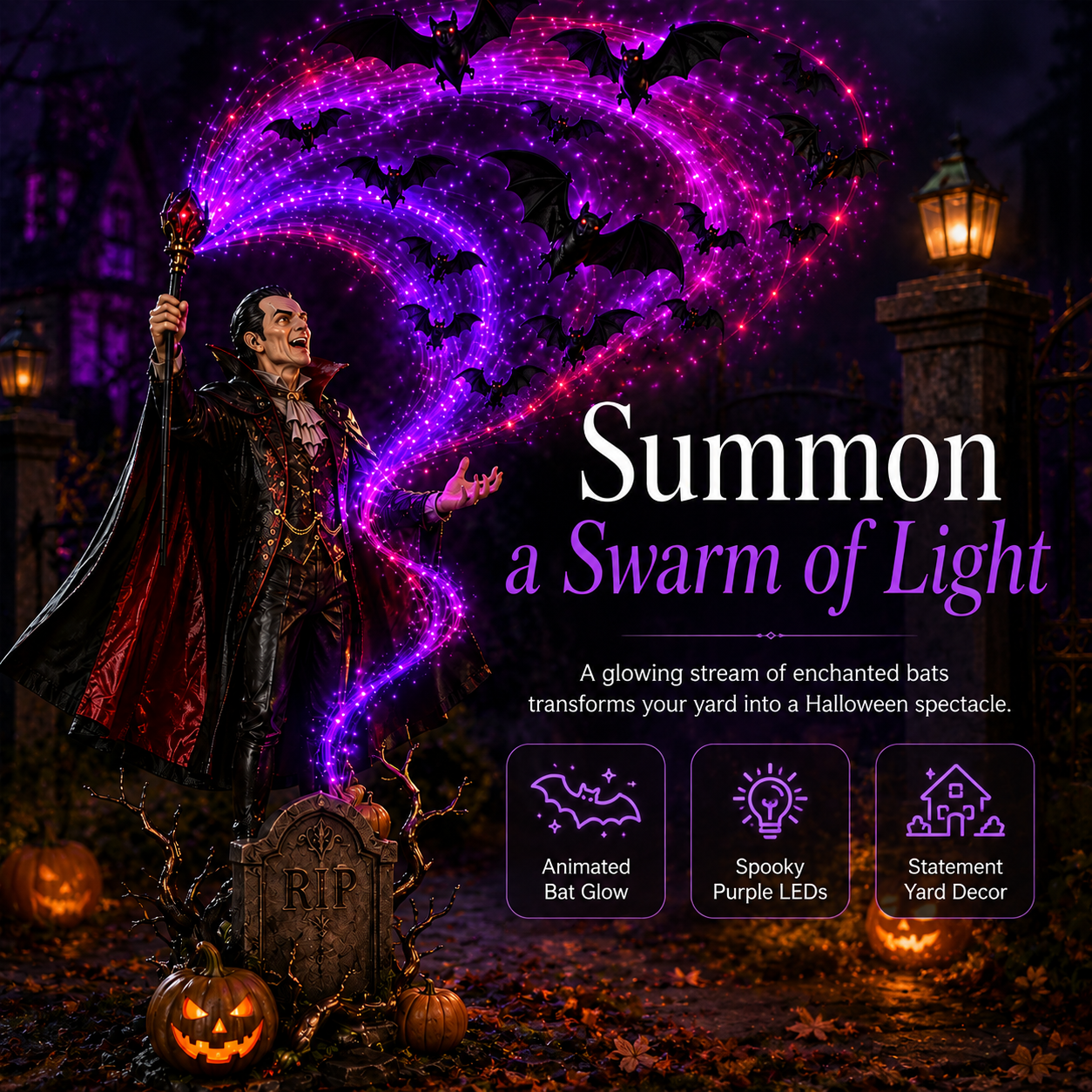 🦇Vampire Summoning Bats Garden Light