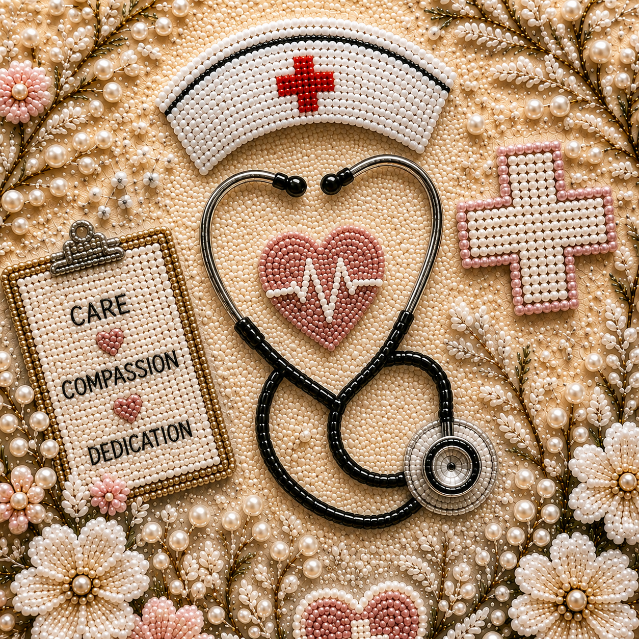 Nurse Pearl Art DIY Kit – Handmade Tribute to Care & Compassion 👩‍⚕️💖
