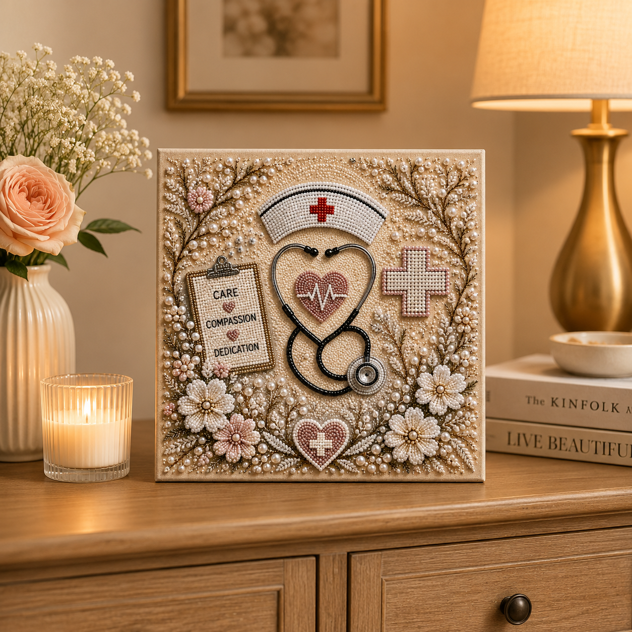 Nurse Pearl Art DIY Kit – Handmade Tribute to Care & Compassion 👩‍⚕️💖