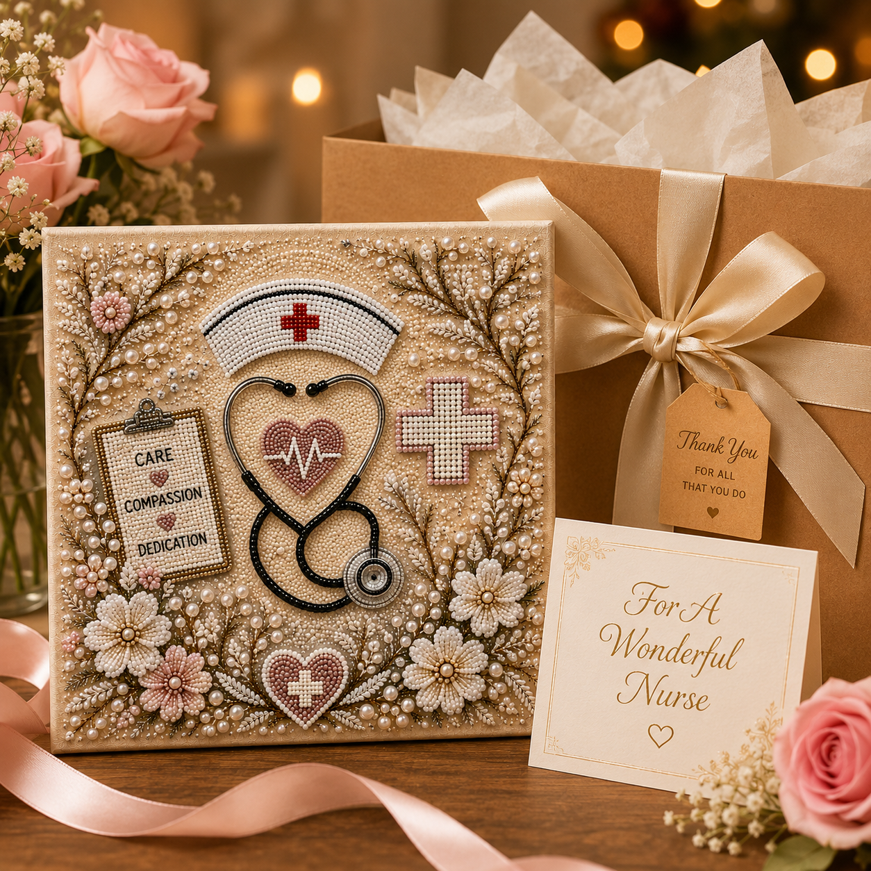 Nurse Pearl Art DIY Kit – Handmade Tribute to Care & Compassion 👩‍⚕️💖