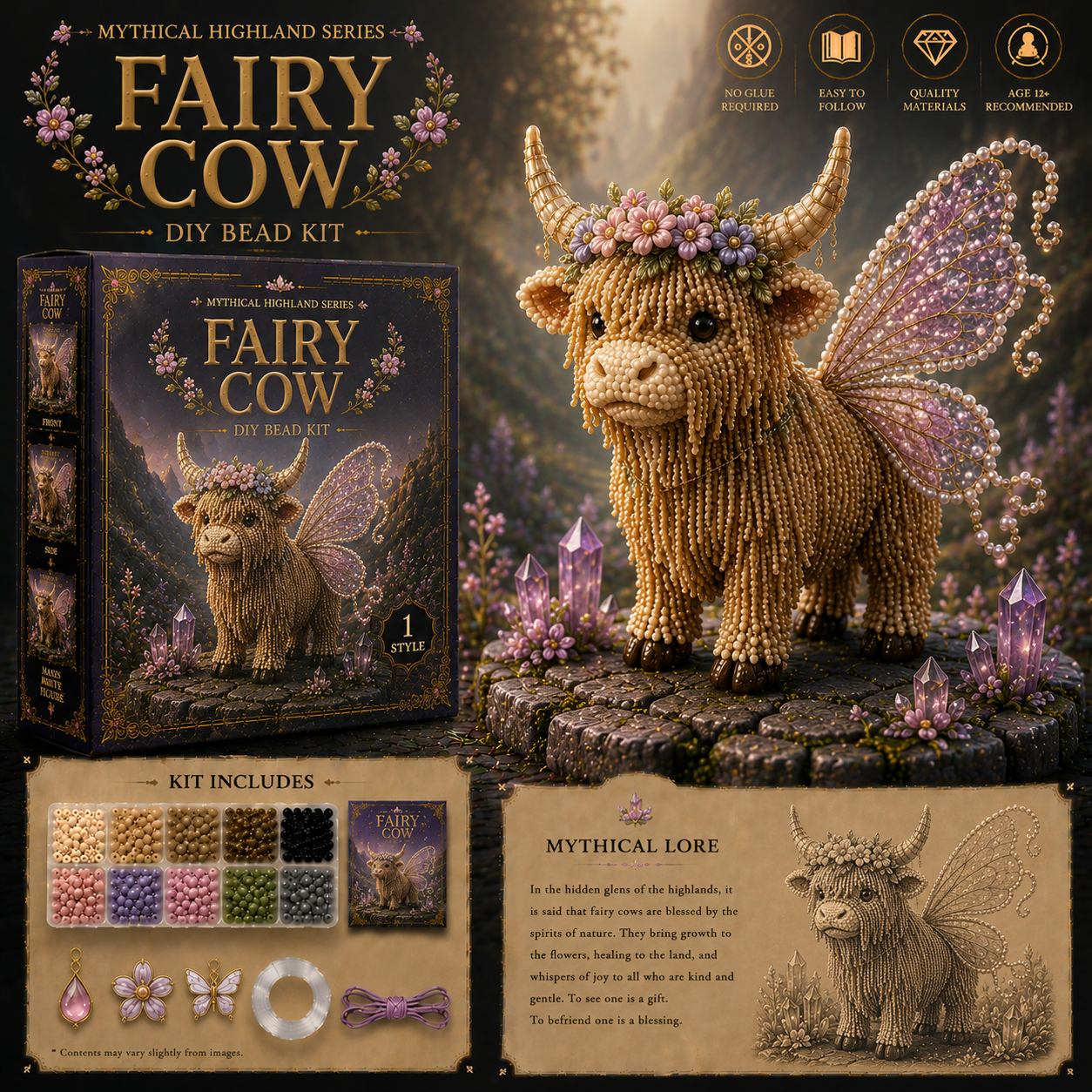 🔥Last Day BUY 3 GET 1 FREE🐮 Mythical Highland DIY Bead Kit Collection