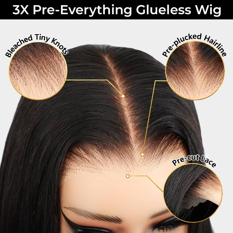 🎀 70% OFF – Kinky Straight 360° Glueless Lace Wig | Pre-Cut & Pre-Plucked Human Hair