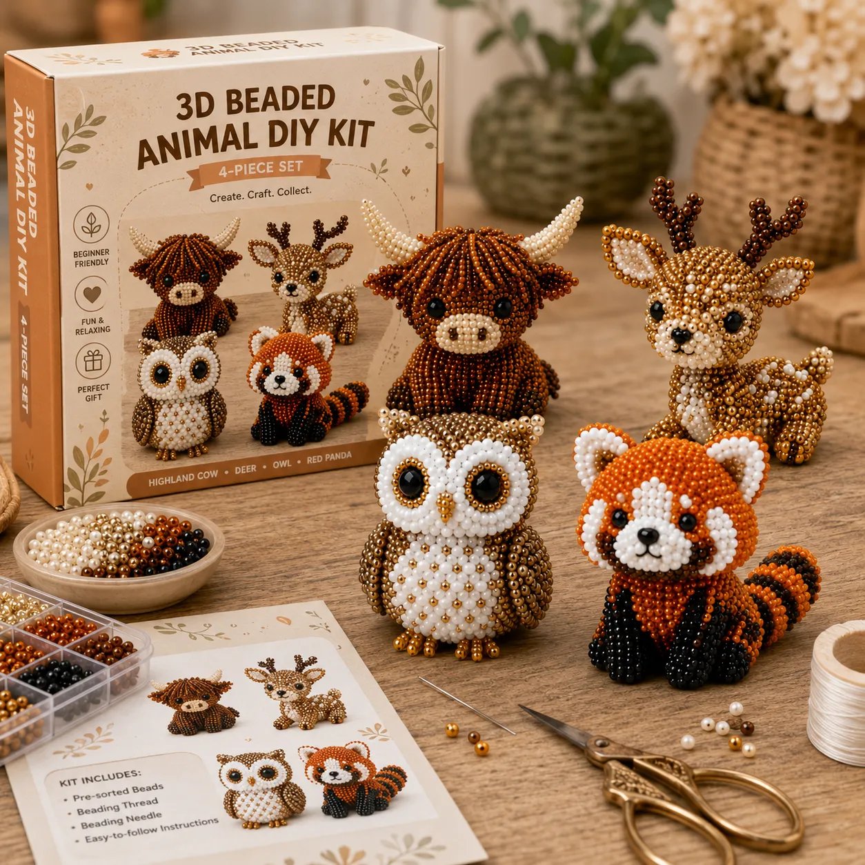 🧵✨Tiny 3D Beaded Animal DIY Kit