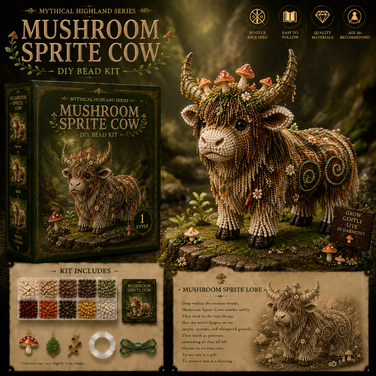 🔥Last Day BUY 3 GET 1 FREE🐮 Mythical Highland DIY Bead Kit Collection