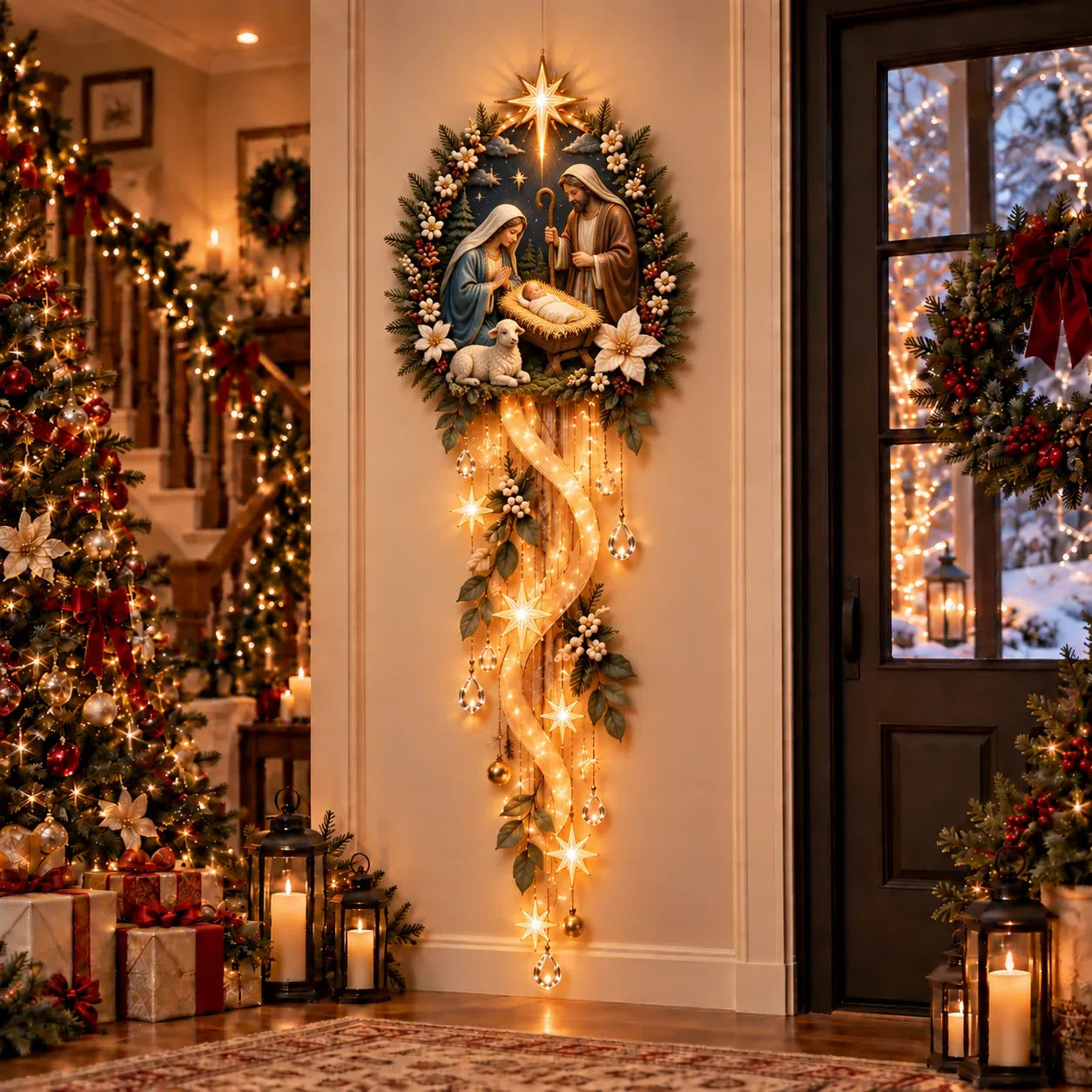 ⏳ Last Day 59% OFF✝️ Nativity Starfall Wall Light | Warm Golden Bethlehem Glow for Christmas Walls & Faith-Filled Homes 🎁