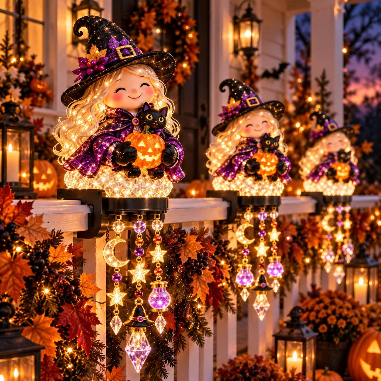 Witch Halloween railing light