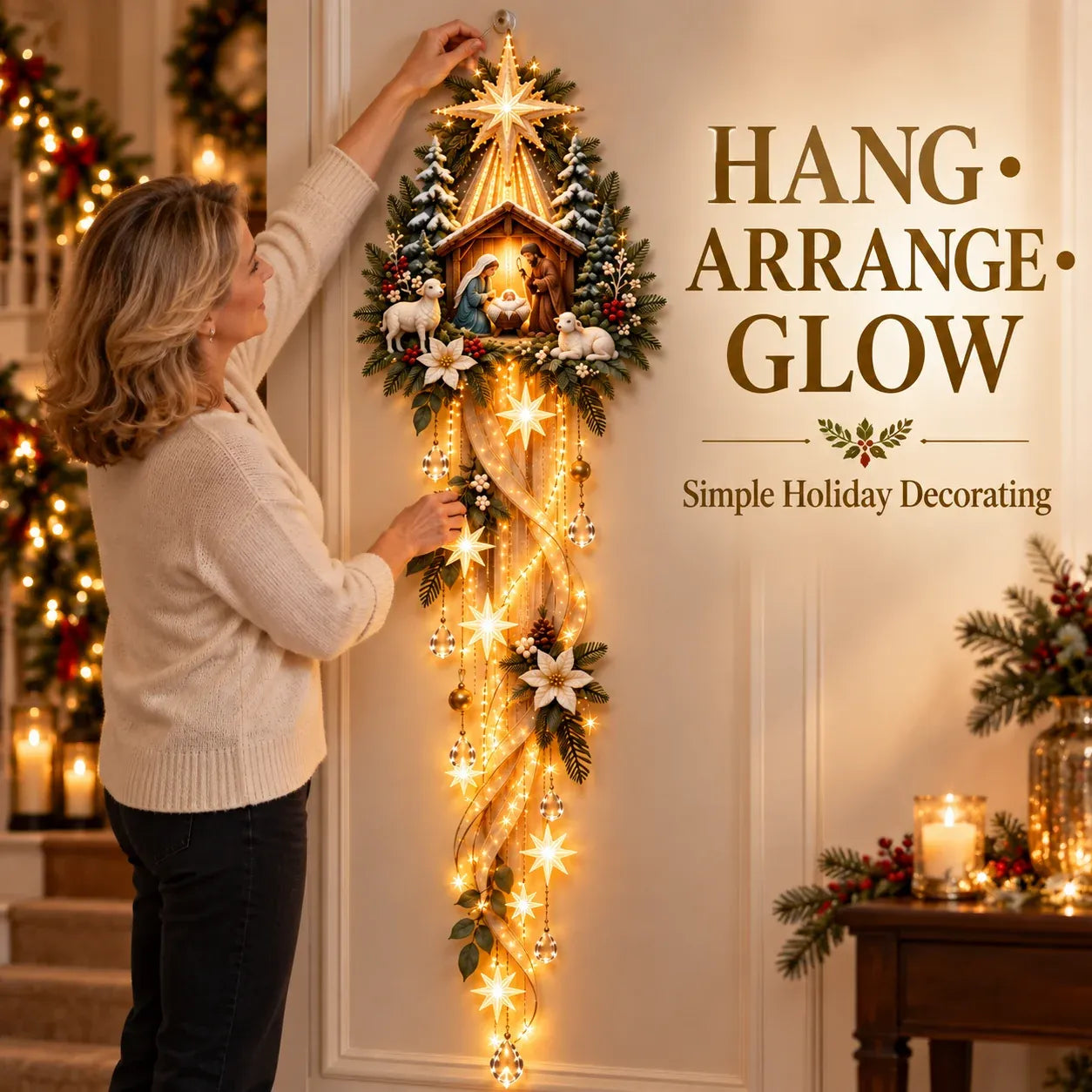 ⏳ Last Day 59% OFF✝️ Nativity Starfall Wall Light | Warm Golden Bethlehem Glow for Christmas Walls & Faith-Filled Homes 🎁