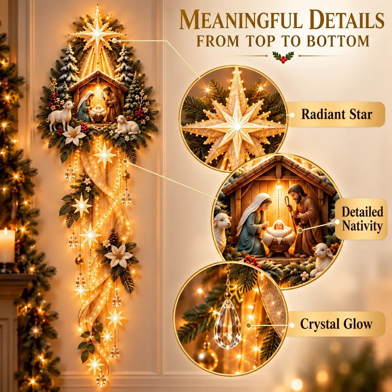 ⏳ Last Day 59% OFF✝️ Nativity Starfall Wall Light | Warm Golden Bethlehem Glow for Christmas Walls & Faith-Filled Homes 🎁