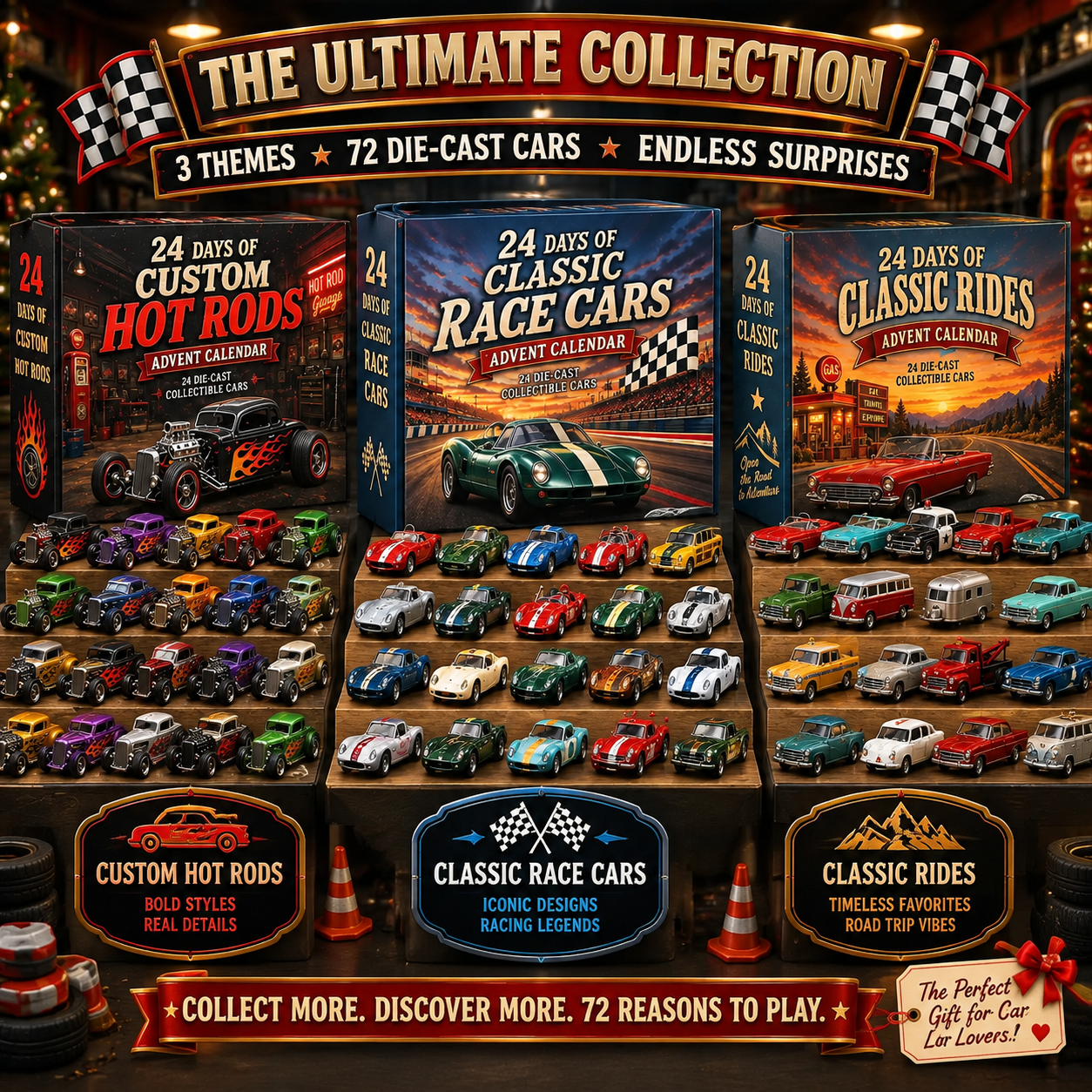 24 Days of American Car Legends Advent Calendar – 24 Die-Cast Collectibles
