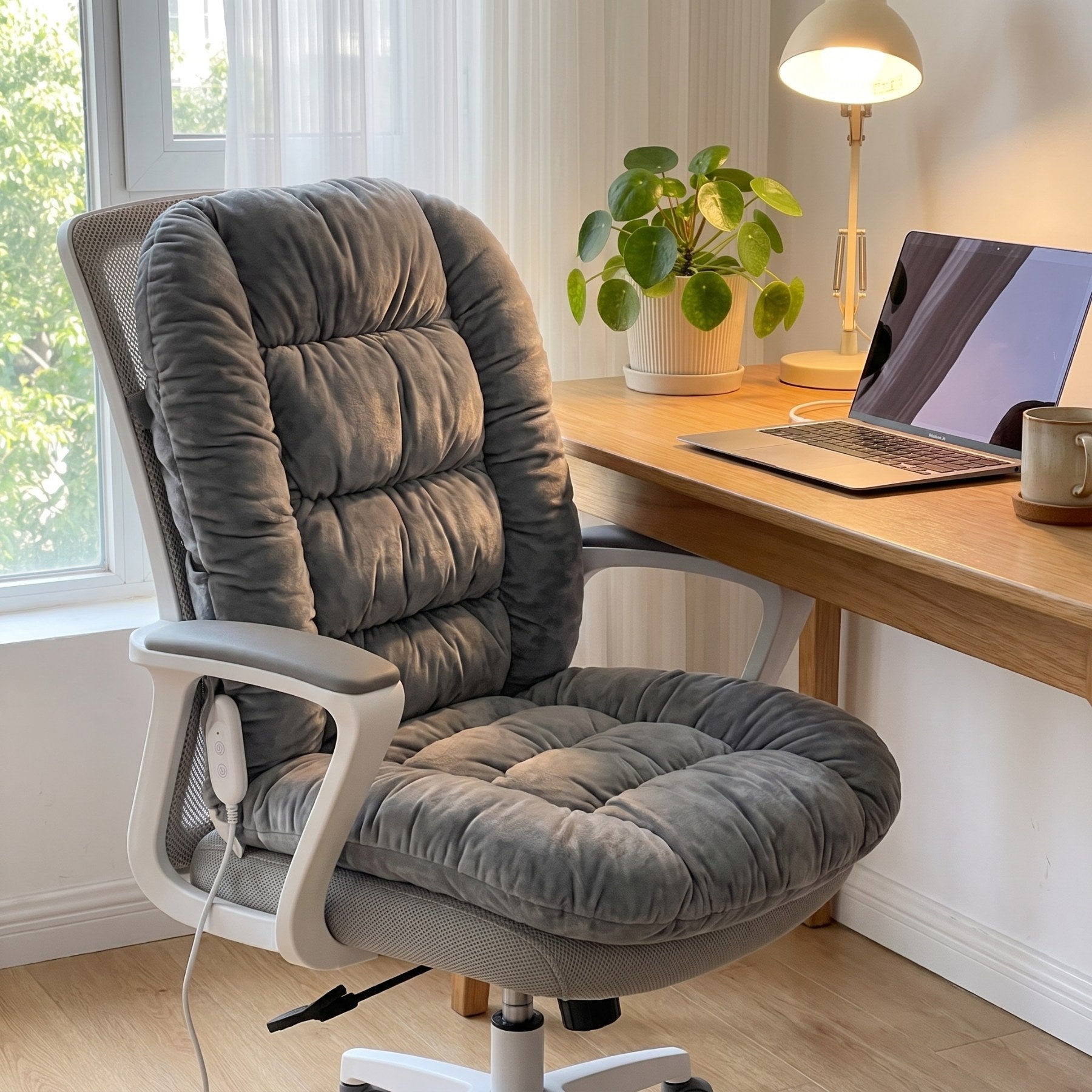 Heated cushion on a home office chair
