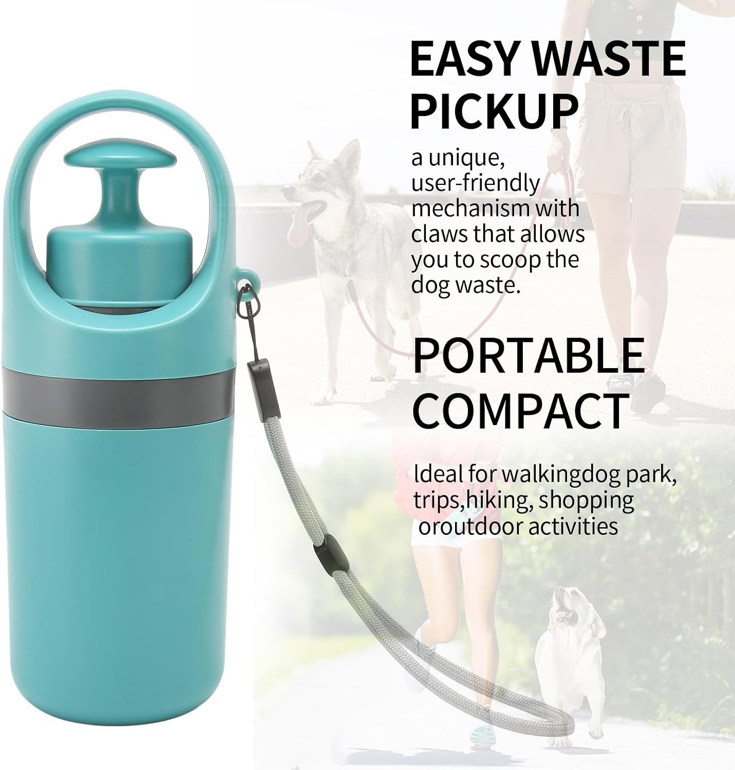 Portable No-Touch Dog Poop Scooper with Bag Dispenser & Waste Storage