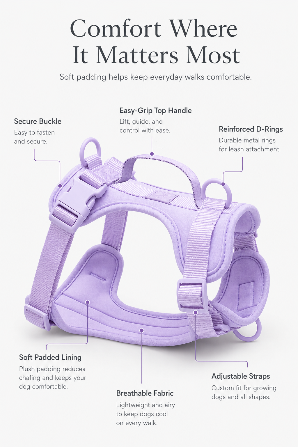 4-Piece Adjustable Dog Harness & Leash Set with Collar and Waste Bag Holder