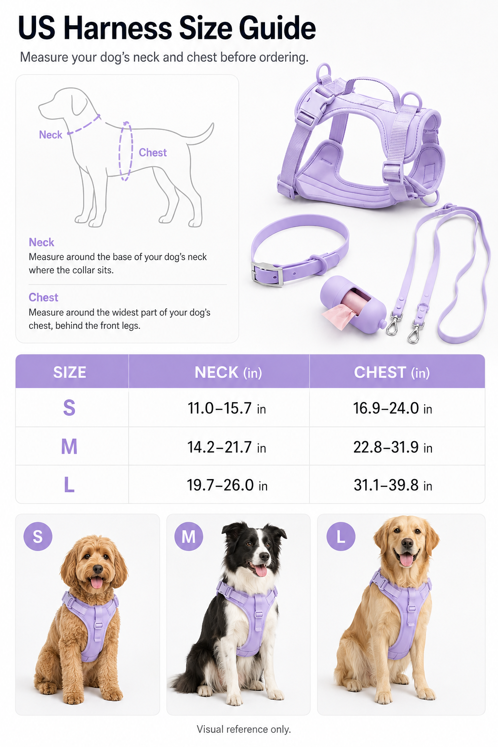 4-Piece Adjustable Dog Harness & Leash Set with Collar and Waste Bag Holder